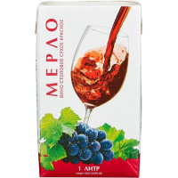 Вино Мерло стол кр/сух 10-12% 1л т/п Юровский Россия