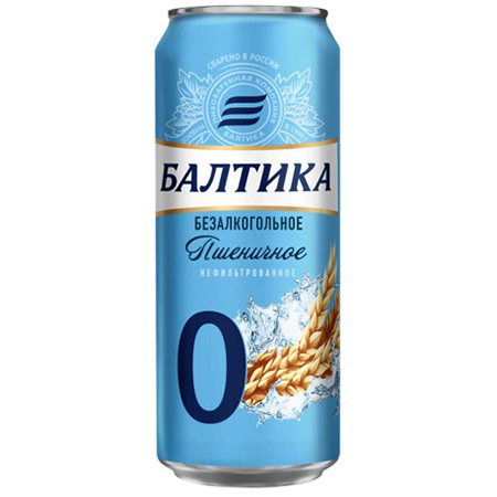 Пиво Балтика пшенич н/фильтр 0% 0,45л ж/б Россия