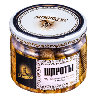 Шпроты в масле из балт кильки За Родину 250г стекло