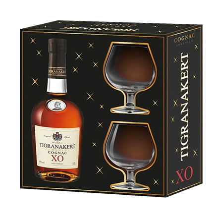 Коньяк Армянский Тигранакерт XO 8 лет 40% 0,5л ПУ+2бокала Армения