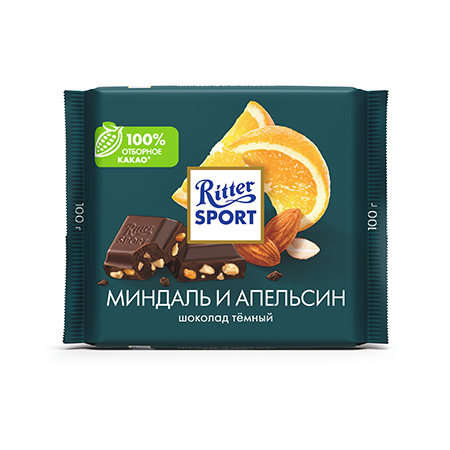 Ш/д Риттер спорт горький Миндаль и Апельсин 100г