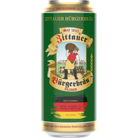 Пиво Циттауэр Бюргерброй Пильзеньское 1845 светл/фильтр 4,8% 0,5л ж/б Германия