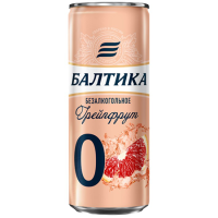Пивной нап Балтика №0 Грейпфрут Банка 0,33л Россия